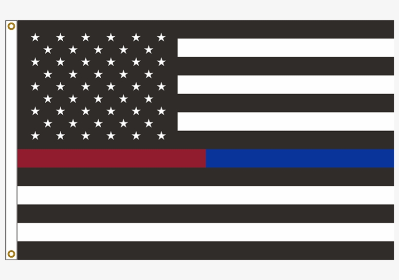 Thin Red Blue Line Flag U - Black White Red Blue American Flag, transparent png