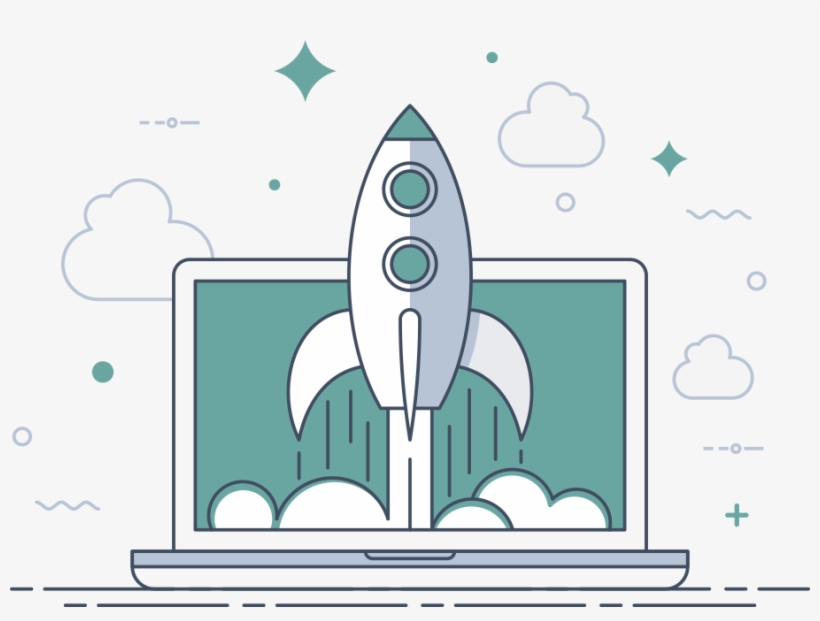 Laptop Screen With Rocket Launching - Rocket, transparent png