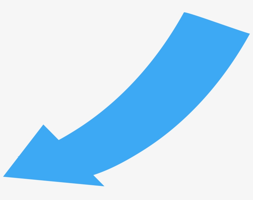 Curved, Wide Directional Arrow Pointing To The Lower - Blue Curved Arrow Transparent Background, transparent png