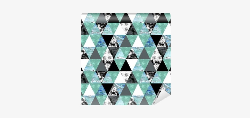 Triangle Seamless Pattern With Grunge And Watercolor - Watercolor Painting, transparent png