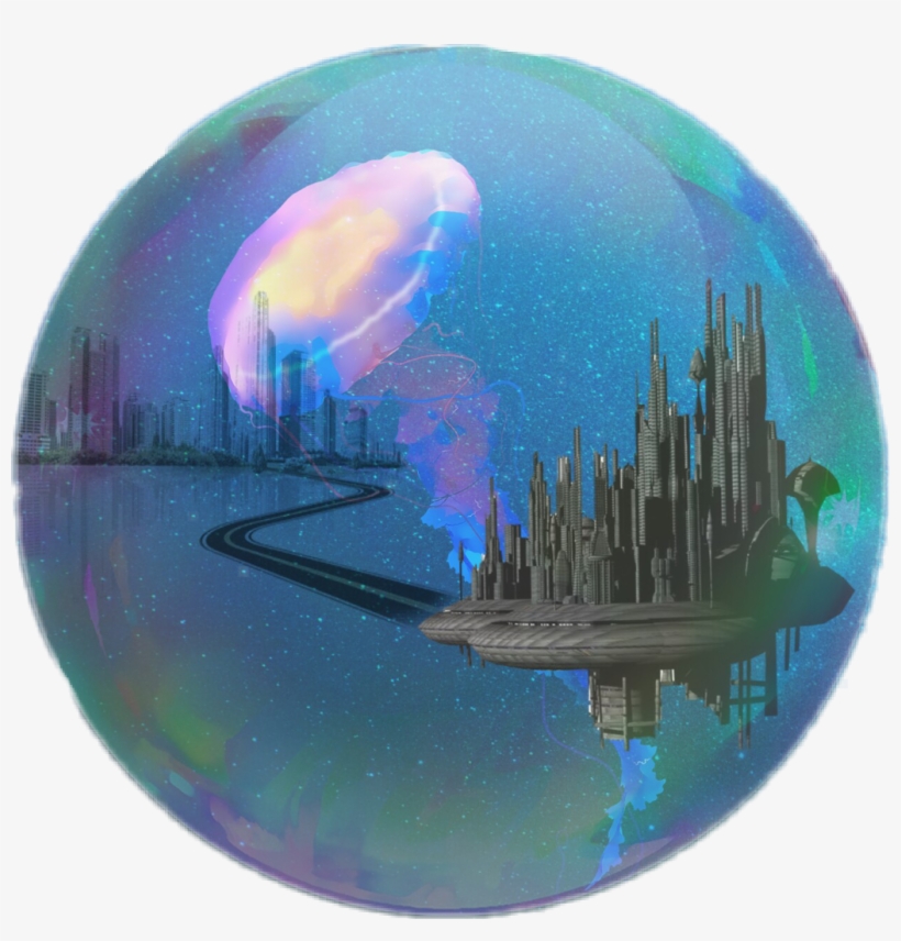 Bubble City Jellyfish Ocean Water Fantasy Surreal Myedi - Earth, transparent png