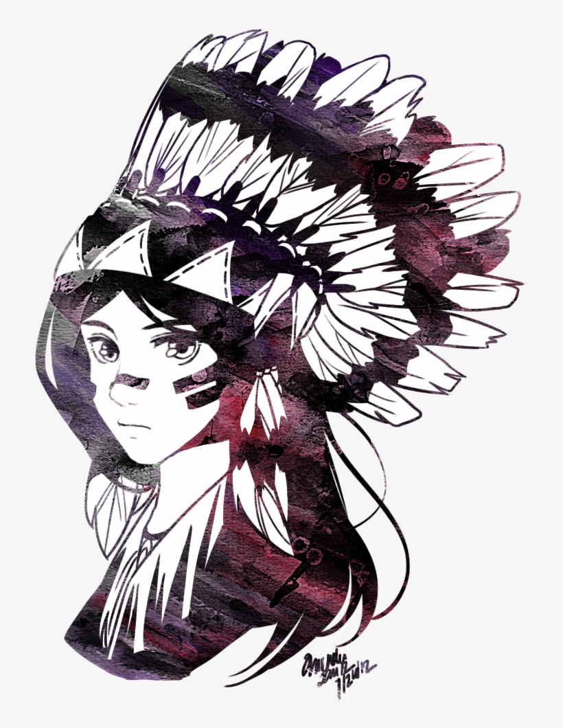 Sioux Headdress By Mewdoubled-d58jt04 - Anime Girl With Headdress, transparent png