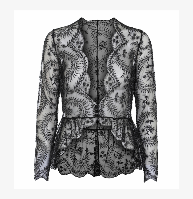 Black Lace Cardigan, 3 Buttons - Leather Jacket, transparent png