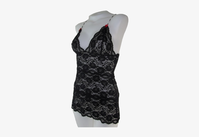 Black / Black Lace Hip Length Camisole - Little Black Dress, transparent png