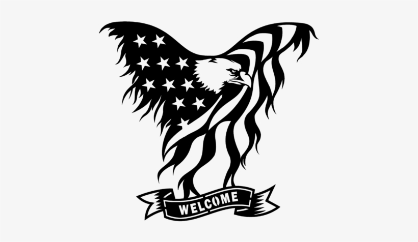 Png Royalty Free Library America Drawing Eagle - Us Flag Eagle Black And White, transparent png