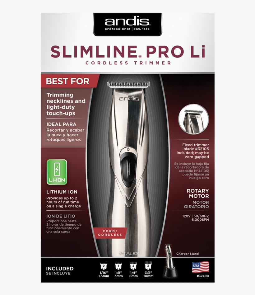 Image - Andis 32400 Slimline Pro Li Cordless Trimmer, transparent png