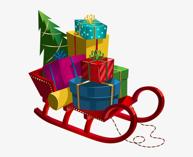 Christmas Sleigh With Gifts Png Clip-art Image - Christmas Coloring Book For Children, transparent png