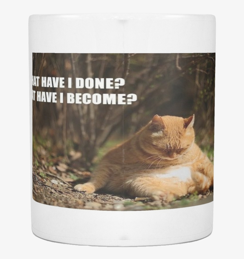 Fat Cat Regrets Meme 11 Ounce Coffee Mug - Meditation, transparent png