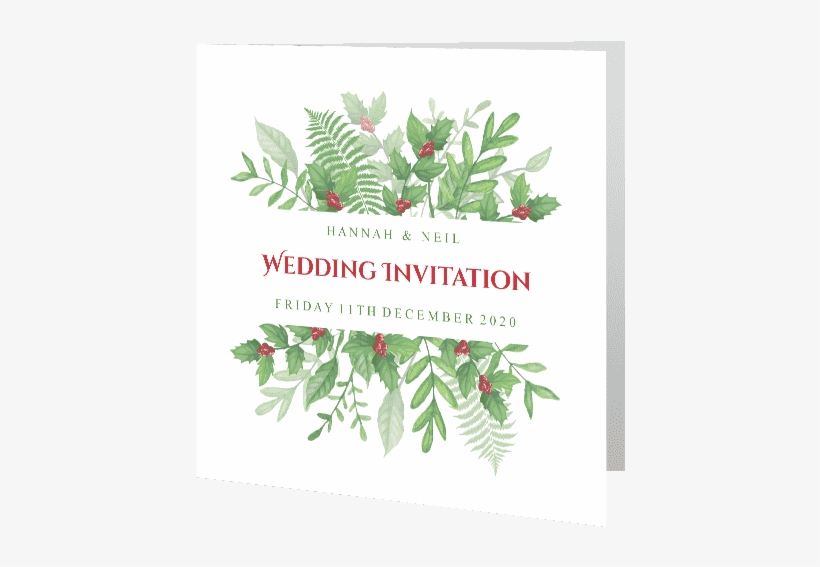 Wedding Day Invite Christmas Greenery Holly 140mm X - Wedding, transparent png