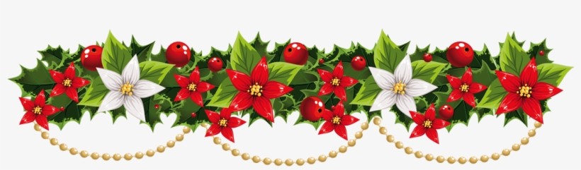Transparent Christmas Mistletoe Garland With Pearls - Clip Art Christmas Garland, transparent png