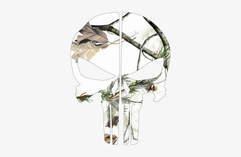 Winter Woods Camo Punisher Skull Rear Helmet Reflective - Camowraps Window Film Sheet (4 X 5.5-feet, Realtree, transparent png