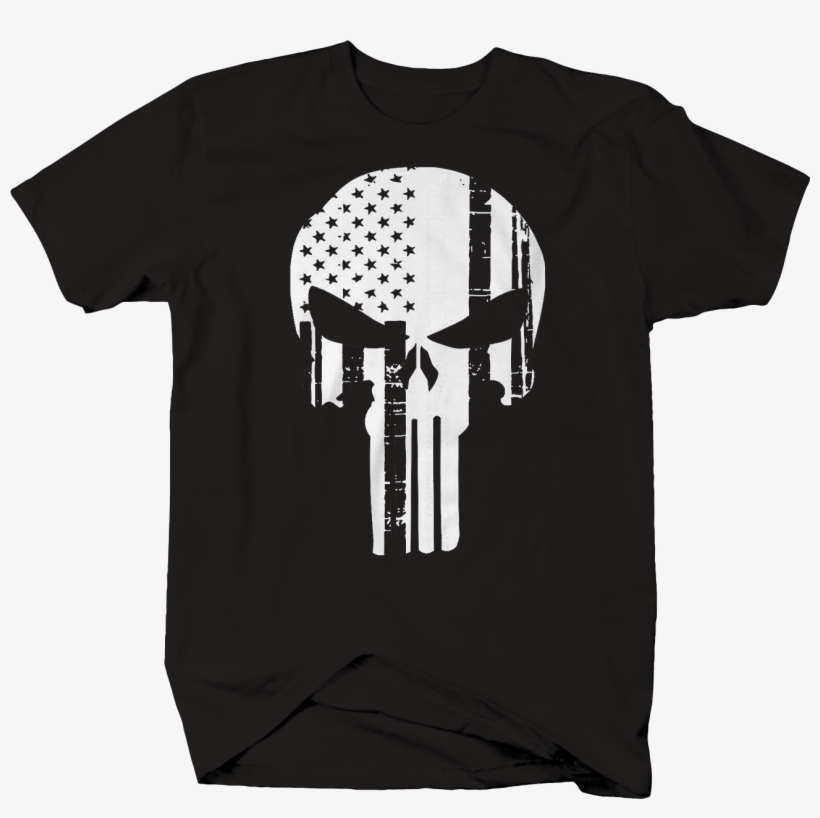 Punisher Skull Military Stars Stripes Flag Distressed - American Flag Punisher Skull Black, transparent png