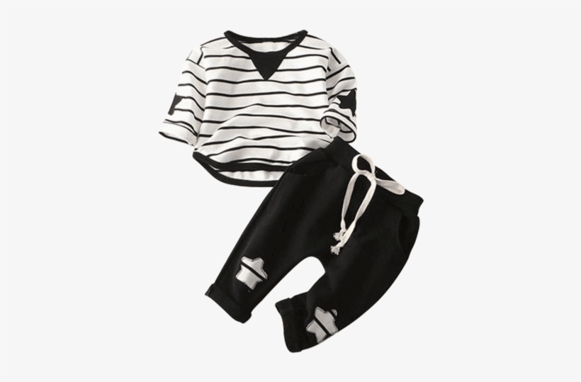 Petite Bello Clothing Set Black / 2-3t Stripe On My - Casual Girl Boy Cotton Striped V-neck T-shirt Tops, transparent png