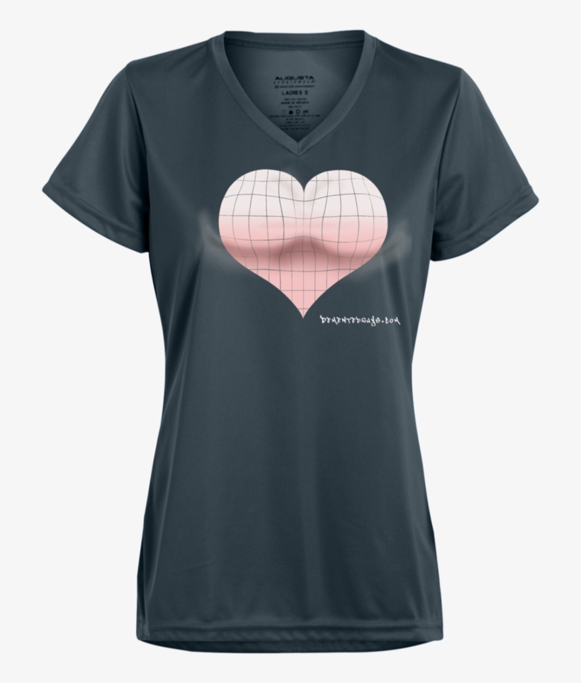 Pink Heart 3d Optical Illusion V Neck T Shirt - T-shirt, transparent png