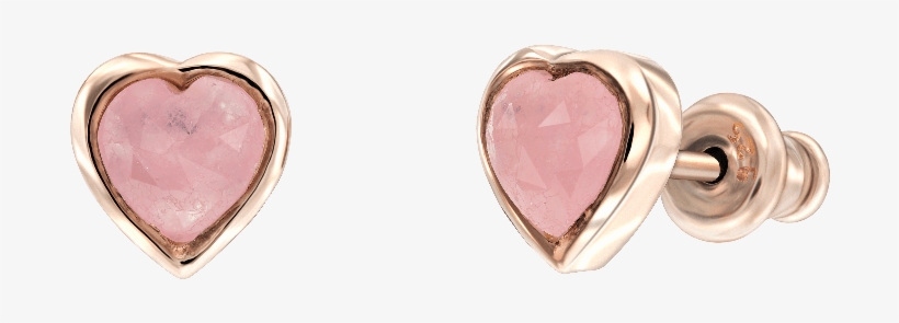 Natural Rose Quartz Heart Shape Stud Earring - Earrings, transparent png