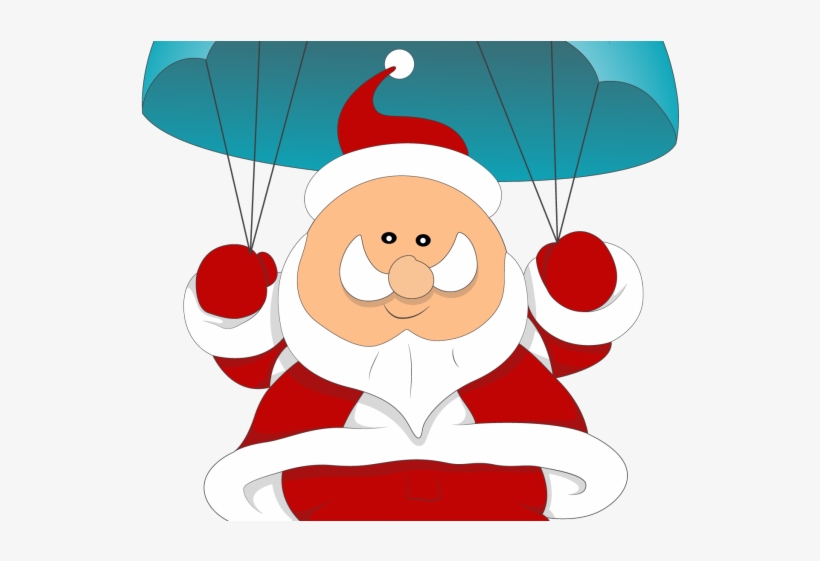 Skydiving Clipart Santa - Santa Parachuting, transparent png