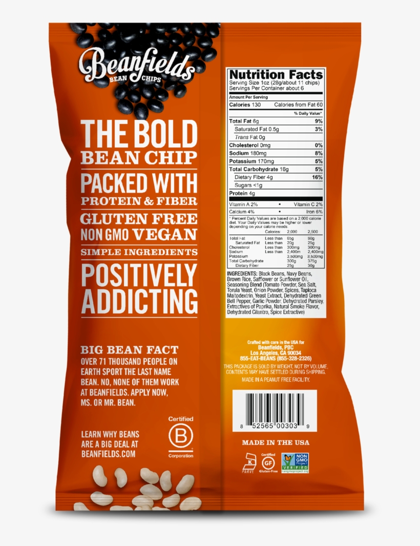 Pico De Gallo Bean Chips - Beanfields Nacho Chips Nutrition, transparent png