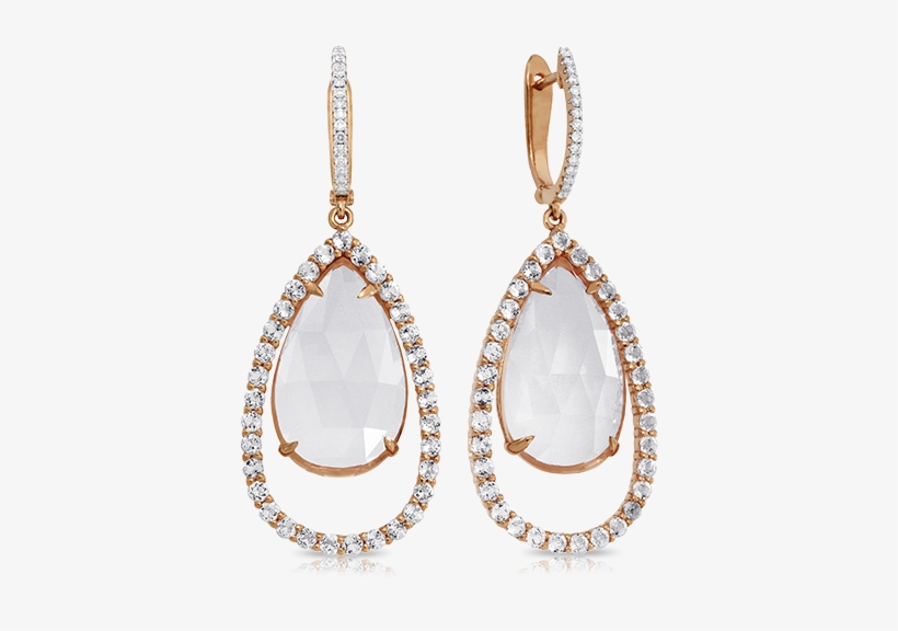 18ct Rose Gold Pear Rose Quartz Earring - Earrings, transparent png