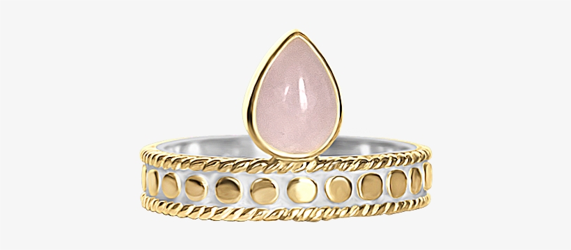 18k Yellow Gold Vermeil Ring Tear Drop Shape Rose Quartz - Ring, transparent png