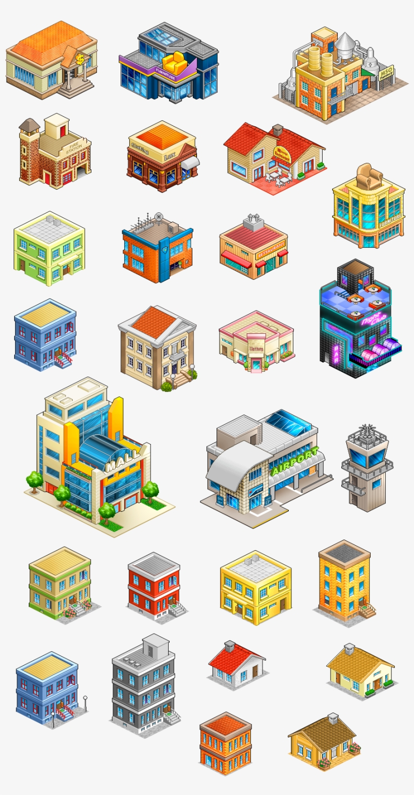 Pixel Buildings Isometric Map, Isometric Drawing, Isometric - Buildings, transparent png