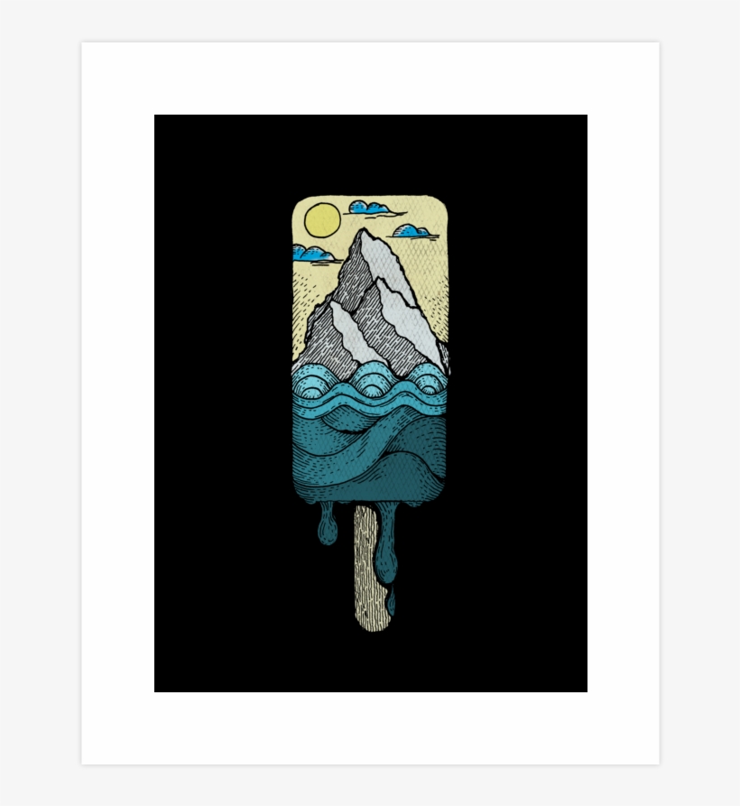Ice Mountain Melt Art Print - Cartoon, transparent png
