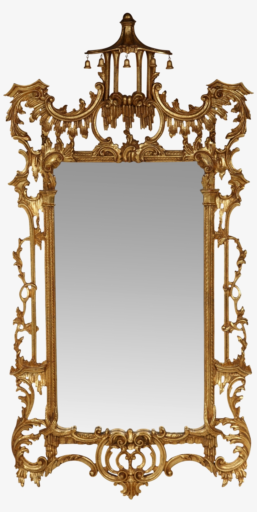 Vintage Gilt Chippendale Mirror Adorned With A Finial - Gold Chinoiserie Pagoda Mirror, transparent png