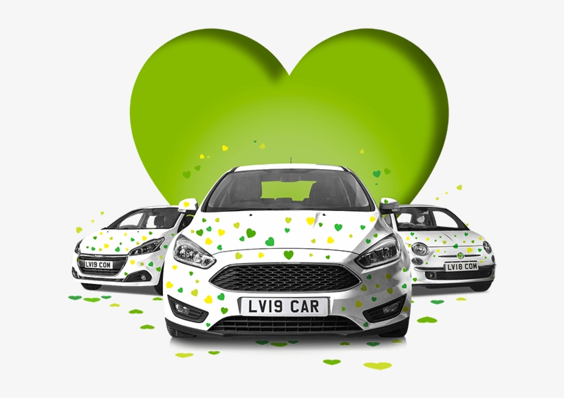 Three White Cars Covered With Green Hearts In Front - Hot Hatch, transparent png