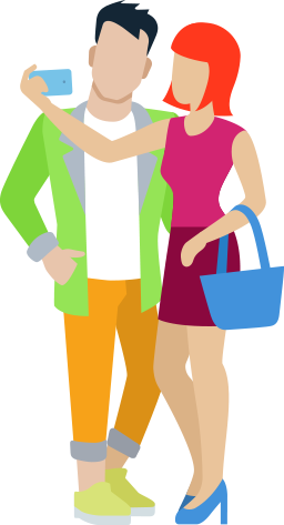 Selfie Cartoon Significant Other Illustration - Men Women Cartoon Png (256x473), Png Download