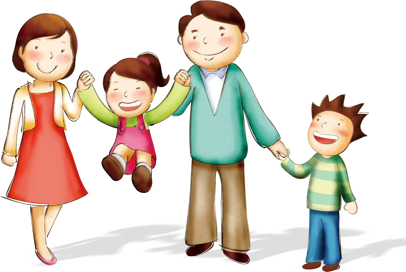 Cartoon Family Child Happiness - Family (1501x1500), Png Download