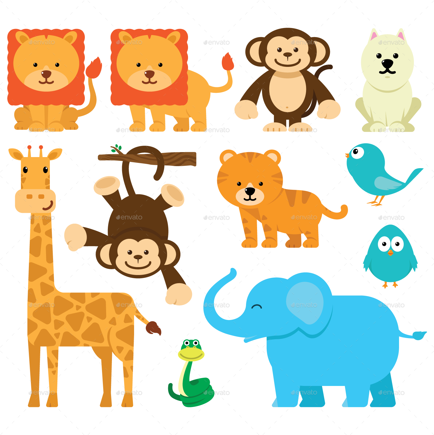 Cartoon Cute Animals - Cute Animal Cartoon Png (1500x1500), Png Download