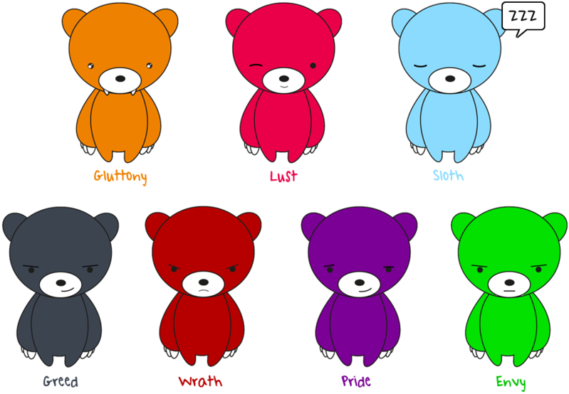 The Seven Cute Sinful Bears By Coconut - Giant Panda (900x633), Png Download