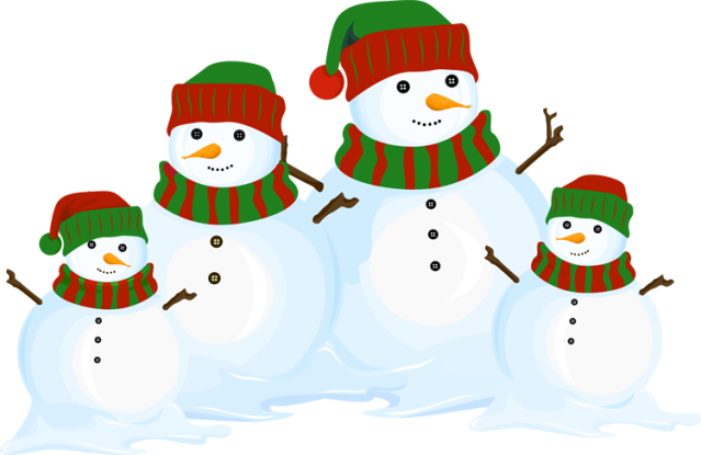 Christmas Snowman Grand Parent Clipart - Snowman Family (639x415), Png Download
