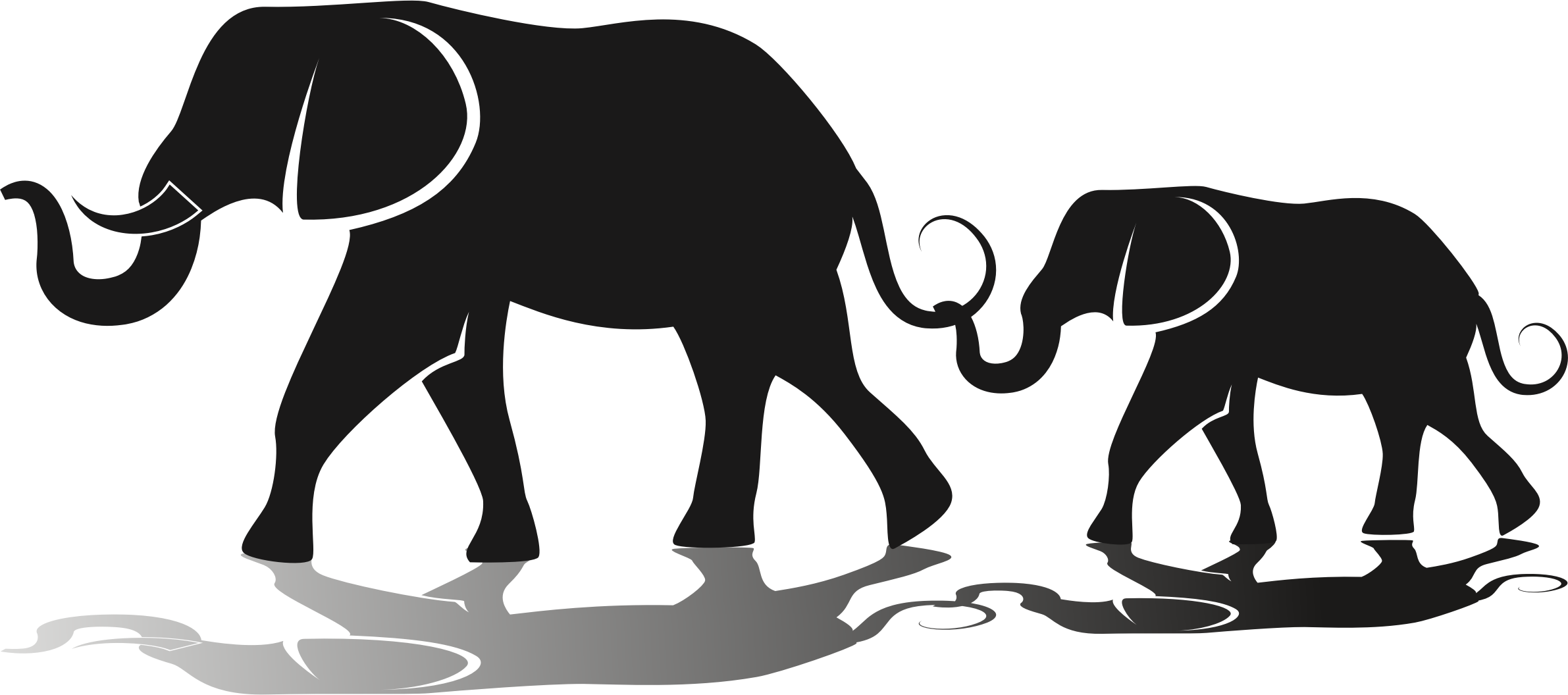 Silhouette Family Of 3 - Mammals Clipart (2382x1056), Png Download