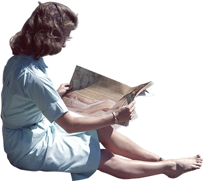 Woman Reading On The Beach - People Sitting Reading Png (524x480), Png Download