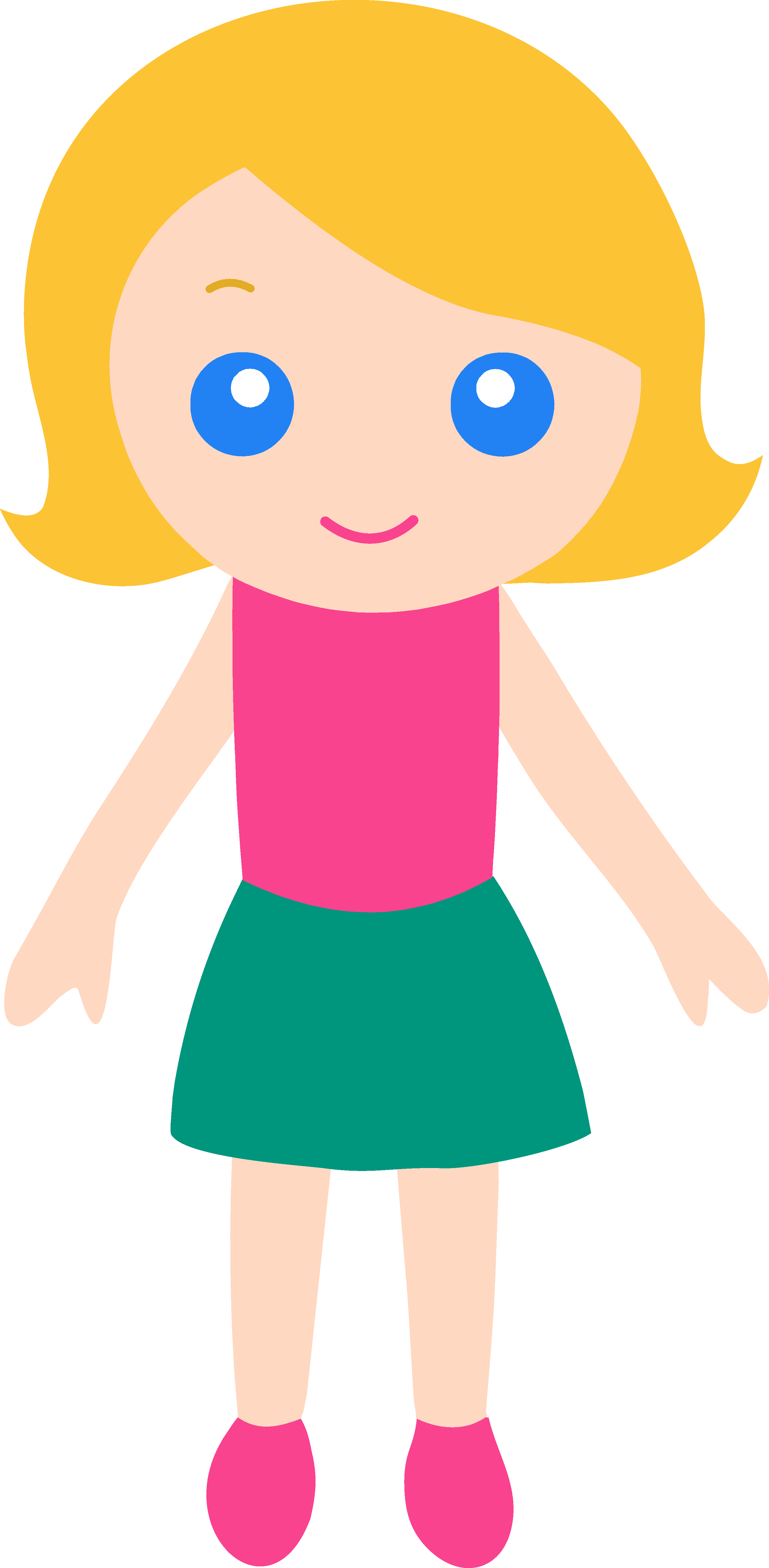 Little Girl Clipart Cartoon - Cartoon Girl With Blonde Hair (2854x5822), Png Download