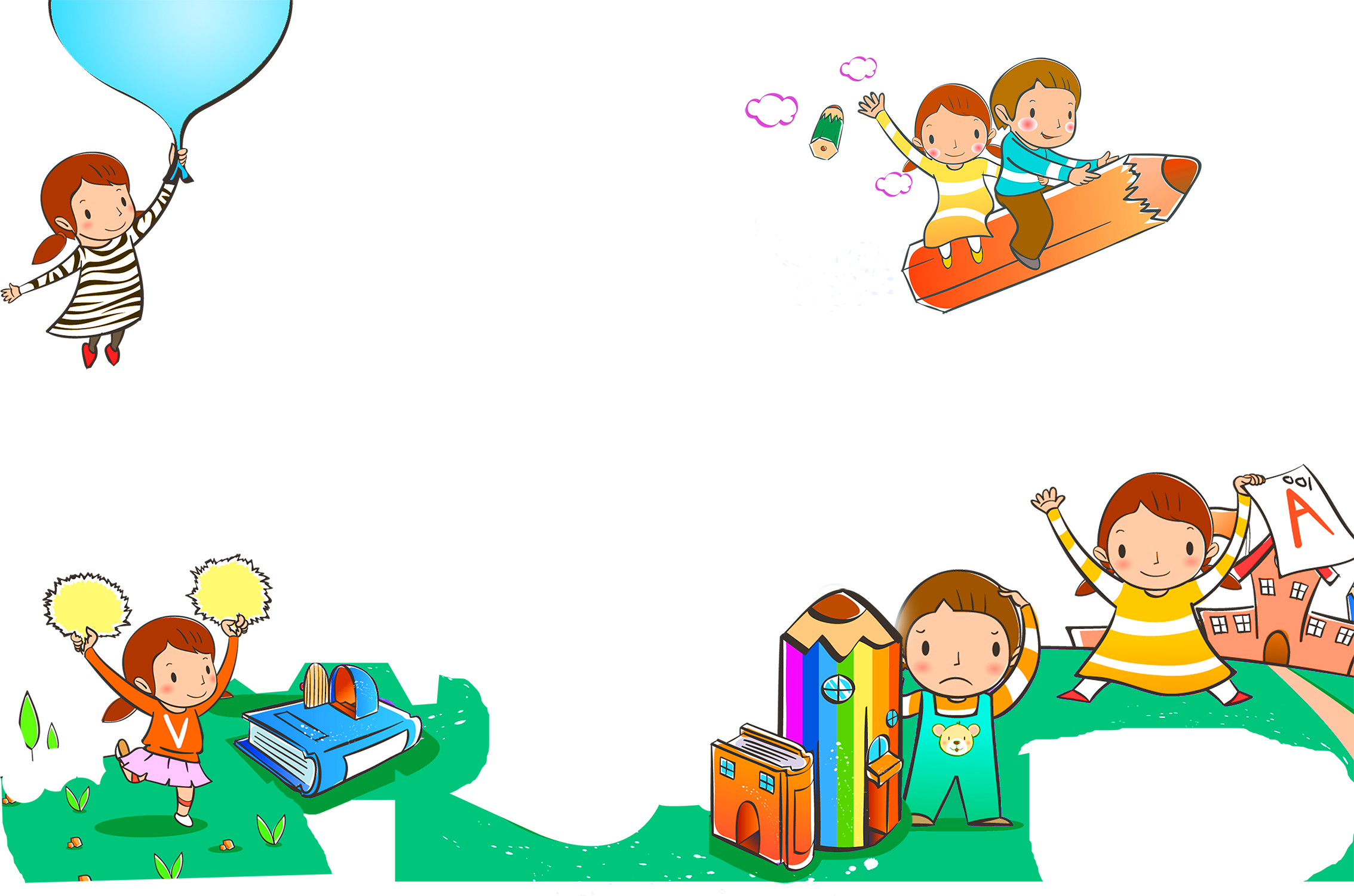 Download Cartoon Children Book Pencil Decoration Background Children Background Full Size Png Image Pngkit
