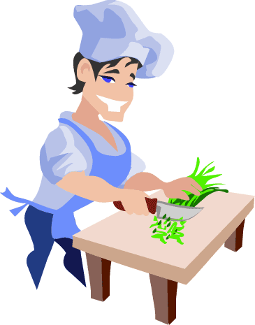 Cut Clipart Cartoon Vegetable Clip Black And White - Chef Cutting Clipart (365x465), Png Download