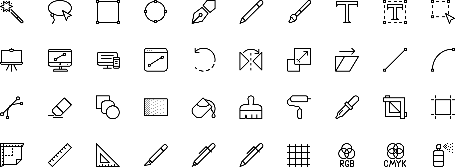 Icon Design - Line Icon Designs (1824x672), Png Download