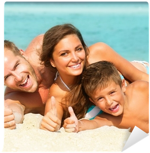 Happy Young Family With Little Kid Having Fun At The - Monojoy Family Pop Up Tent Beach Tent Sun Shelter Umbrella (400x400), Png Download