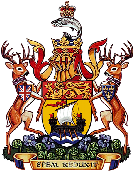 The Original Coat Of Arms Of New Brunswick, Canada, - Printable New Brunswick Coat Of Arms (460x600), Png Download