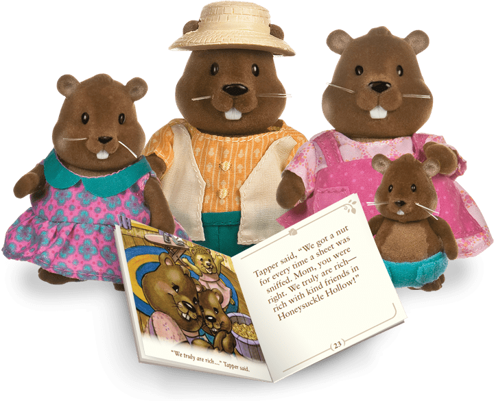 Li'l Woodzeez Beaver Family With Storybook (900x660), Png Download