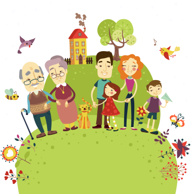 Happy Family House And Animals Free Vector Illustration - Happy Family Png Vector (1200x628), Png Download