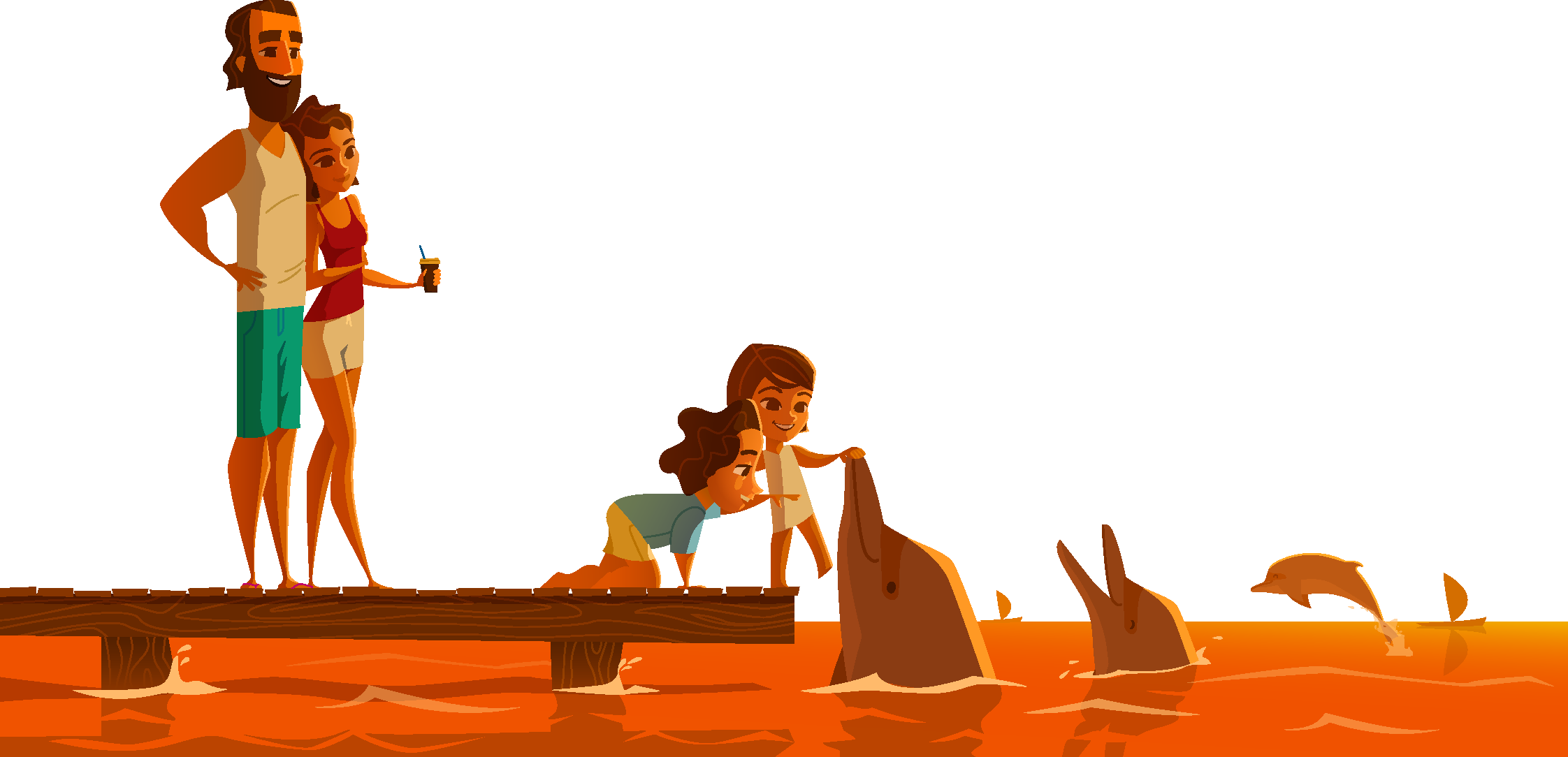 Pufferfish - Happy Family - Illustration (2244x1084), Png Download