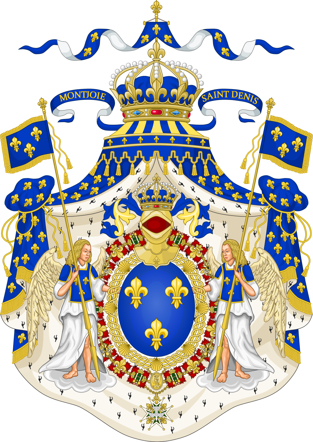 French Blue Color As Seen In The Grand Royal Coat Of - France Coat Of Arms (424x599), Png Download