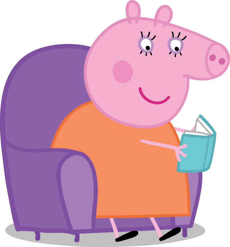 Free Peppa Pig Alphabet Chart - Peppa Pig Reading A Book (800x860), Png Download