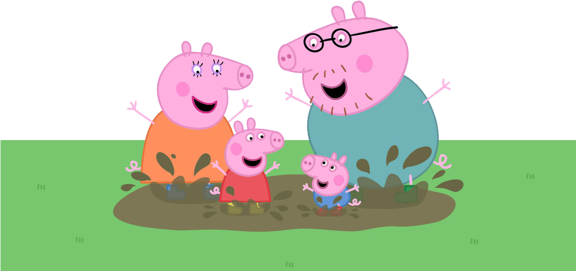 Pig's Garden, Get Creative With Our Unique Colouring - Wall Decal: Peppa Pig - Family Muddy Puddles Peel And (1140x580), Png Download