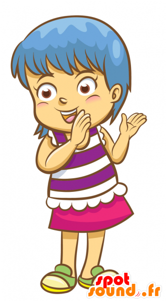 Mascotte Chica Con El Pelo Azul - Clapping Clipart Png (600x600), Png Download