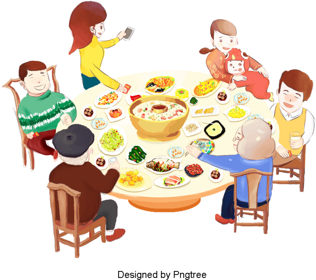 Cartoon Happy Family Design Pattern, Cartoon, Hand - Reunion Dinner (640x640), Png Download