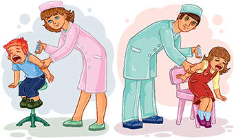 Set Illustrations Of Little Children Vaccinations, - Dibujos De Vacunas Animadas (360x360), Png Download