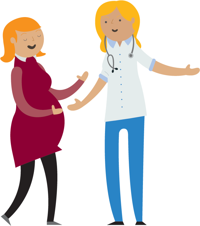 Illustration Of A Pregnant Lady And A Doctor - Clip Art (722x803), Png Download